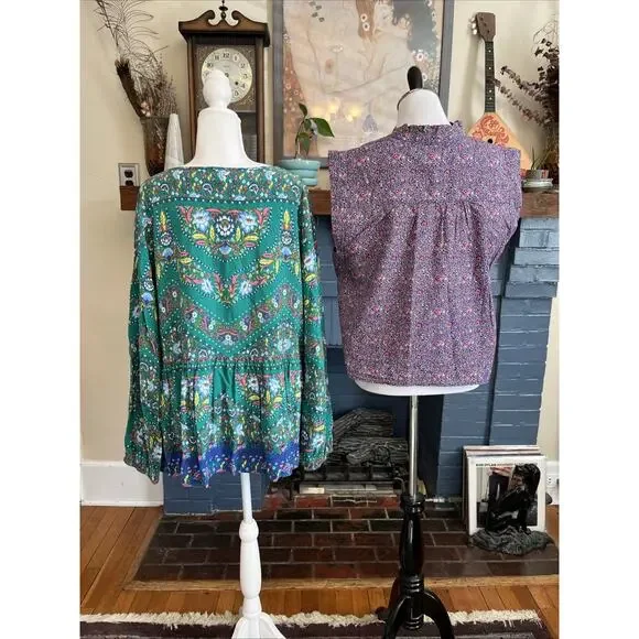 Matilda Jane / Carve Designs XL Ditsy Floral Boho Tunic Shirts Tops Lot Of 2 - Picture 3 of 11